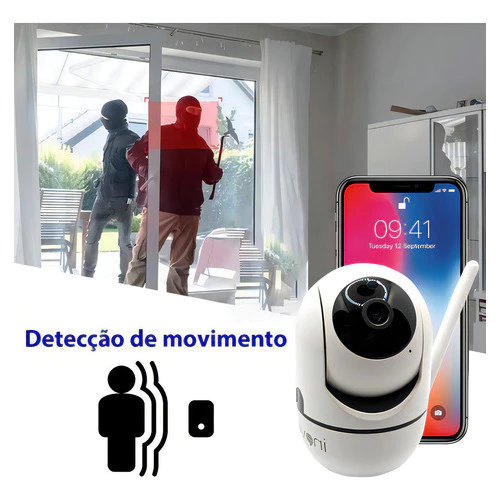 Câmera inteligente com alerta de movimento no celular